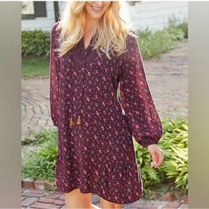 ⭐️ Matilda Jane Burgundy Floral Long Sleeve Dress